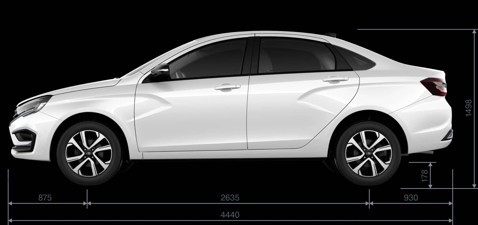 LADA Vesta CNG — габариты сбоку: 4410×1764×1497 мм
